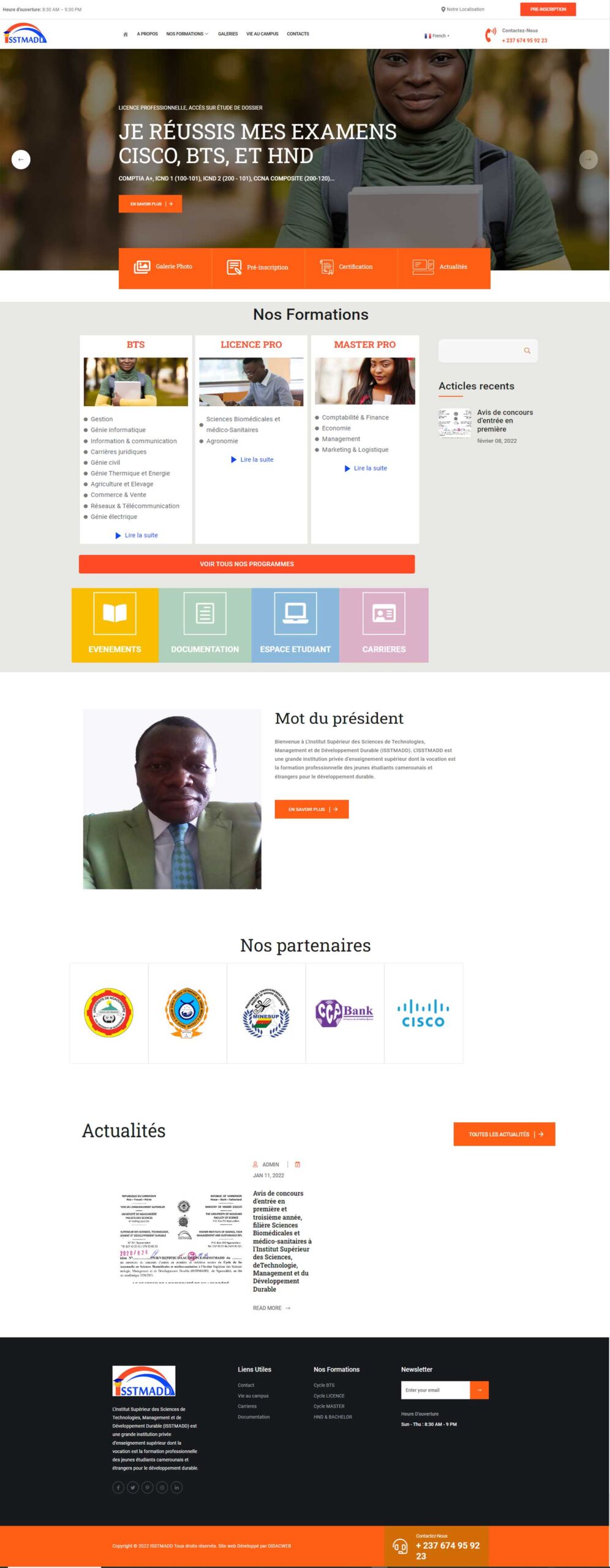 Site internet de l'ISSTMADD en images