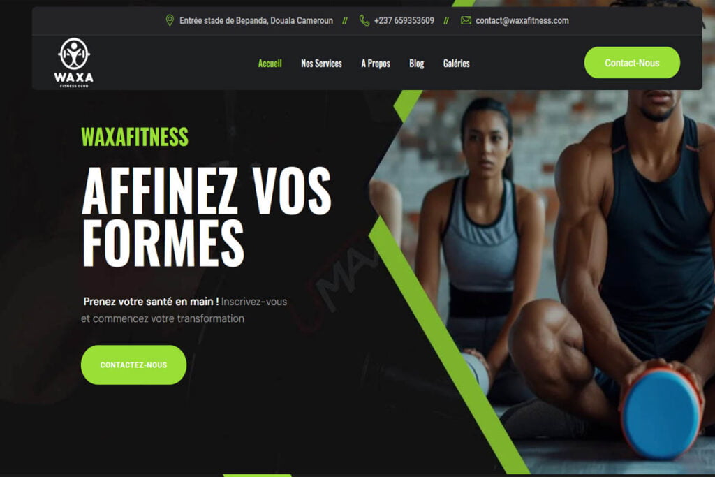 Présentation du site internet de Waxa Fitness