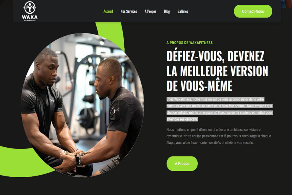 Présentation du site internet de Waxa Fitness